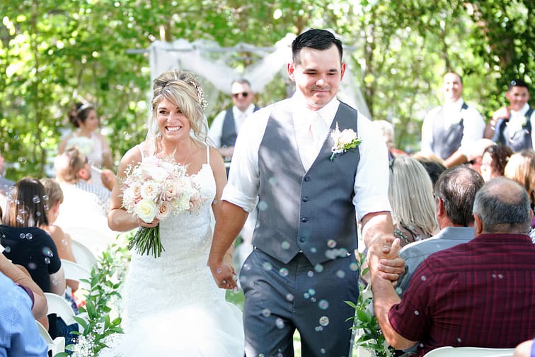 bride and groom recessional